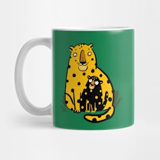 Little leopard with mother Mug